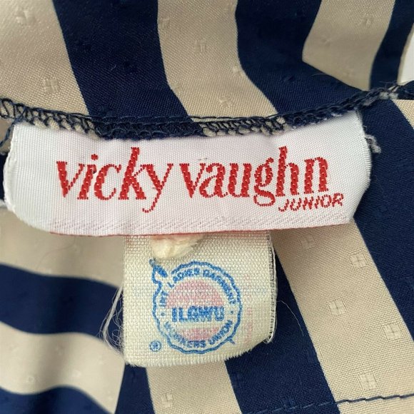 Vicki Vaughn Junior Dress Nautical Sailor Tabard Striped Union Made USA - Picture 8 of 10